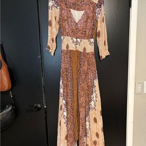 Free People Long Sleeve Paisley Maxi Dress